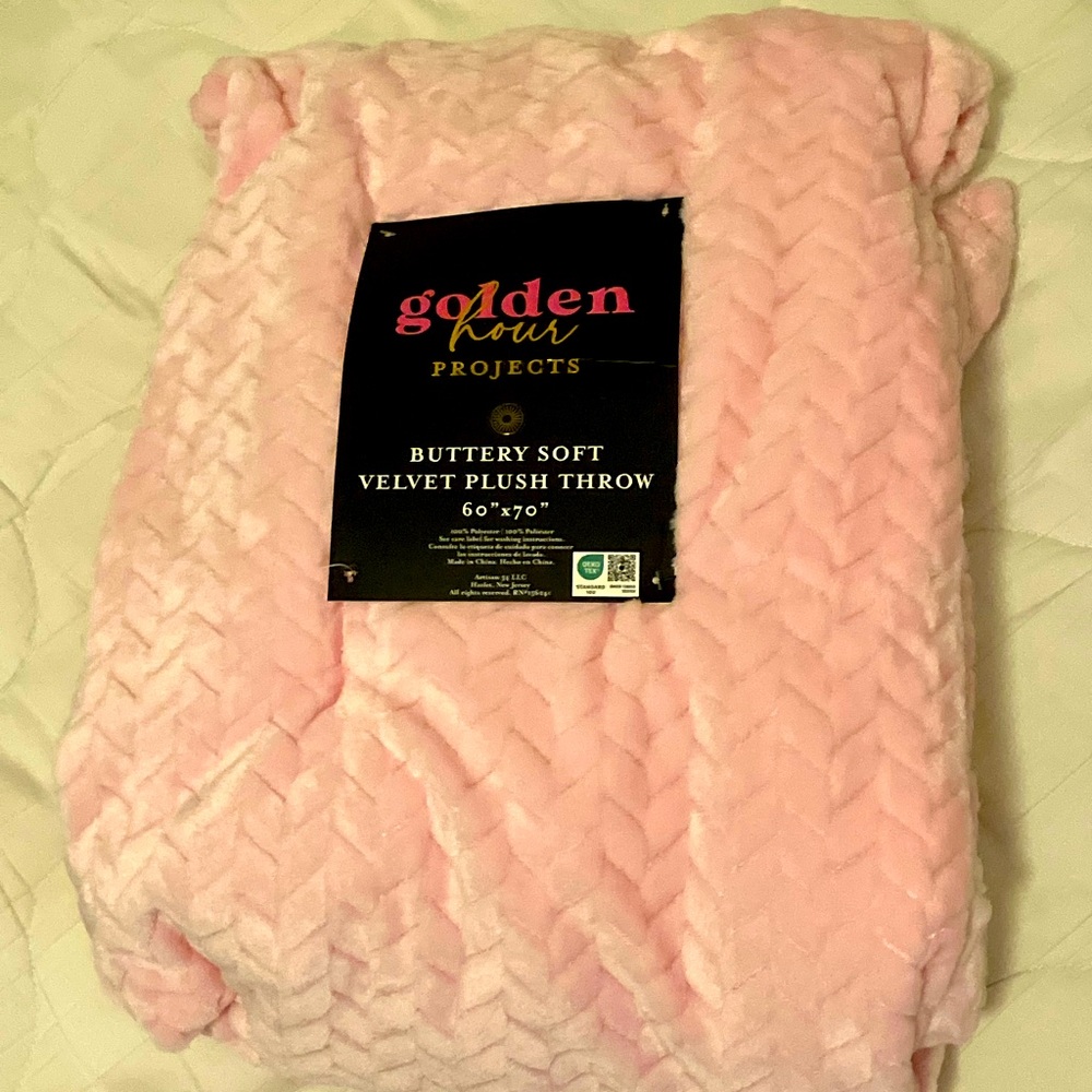 Golden Hour Projects pink soft large throw blanket